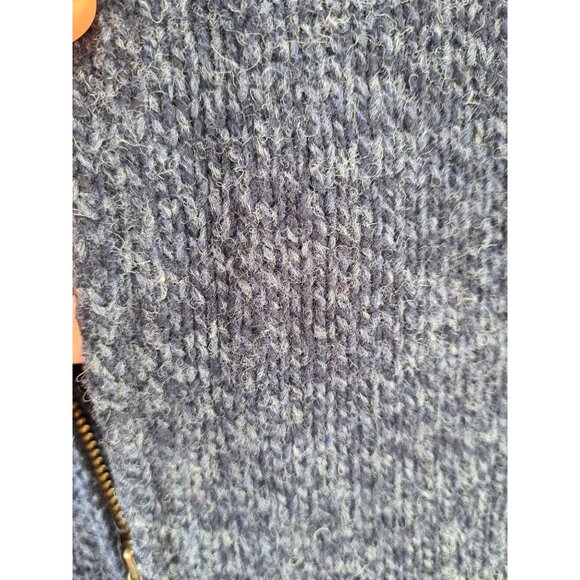 Vtg L.L. Bean Mens Navy 100% Lambs Wool Full-Zip Sweater L-Reg 90's Academia - Picture 4 of 11